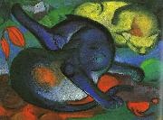 Franz Marc Two Cats, Blue and Yellow Sweden oil painting artist